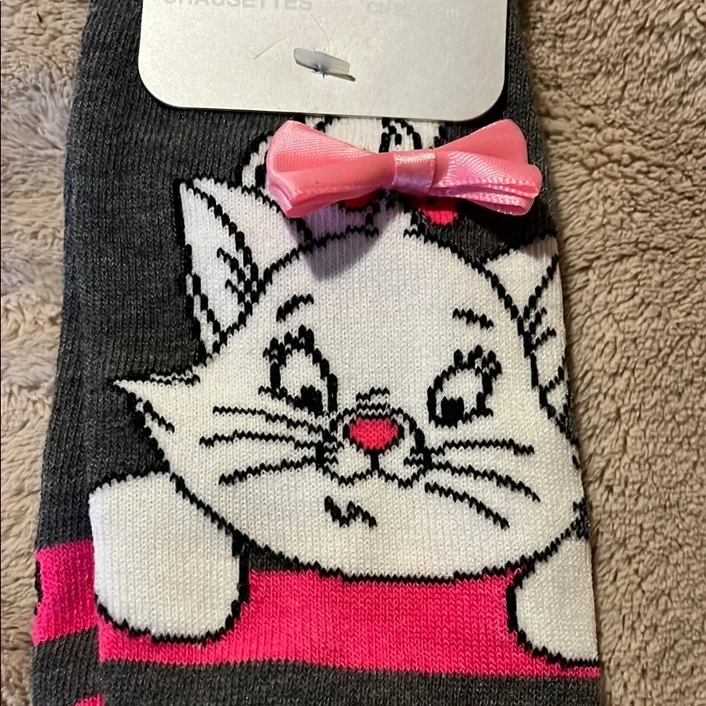 Gray and Pink marie Disney Socks